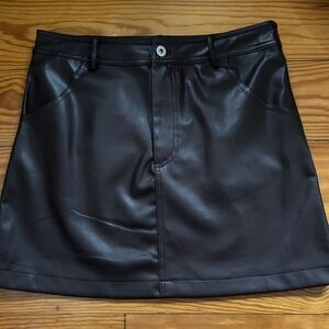 Chocolate Brown Vegan Leather Skirt